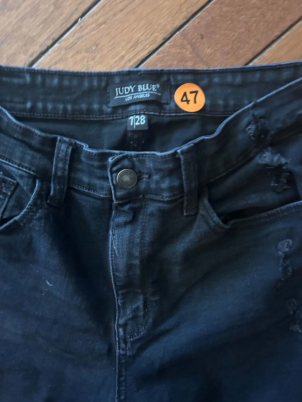 Judy Blue Los Angeles Distressed Black Denim Jeans Size 7/28